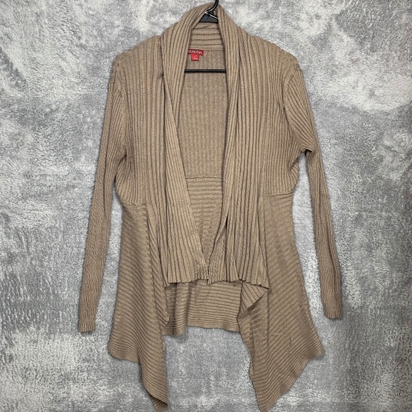 Merona Women’s Ribbed Open Front Cardigan Sweater Brown Long Sleeve Size L - Picture 1 of 8